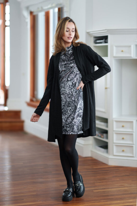 RNSP - Robe Frida - Velours noir et blanc